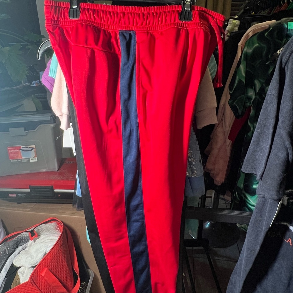 Athletic Works Red Track Pants with Black Accents